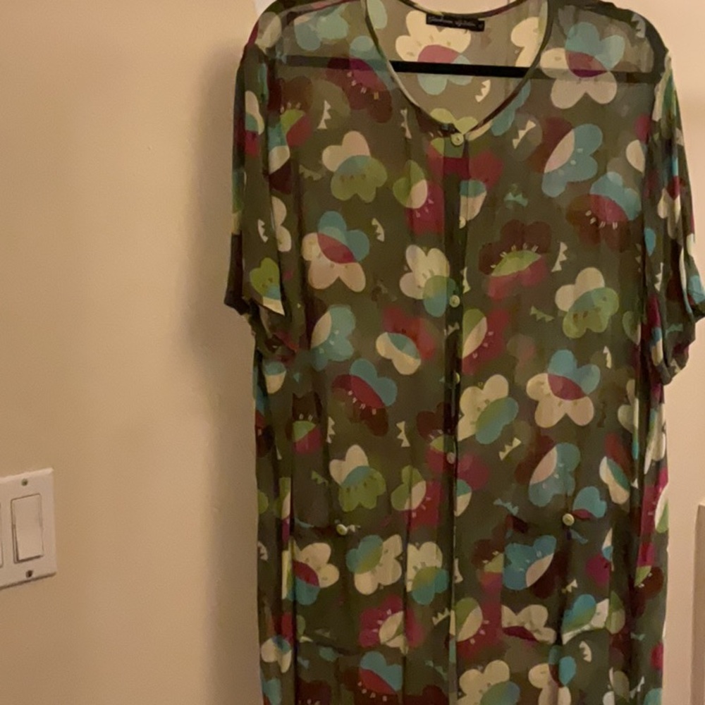 Floral Sheer Button-Up Blouse